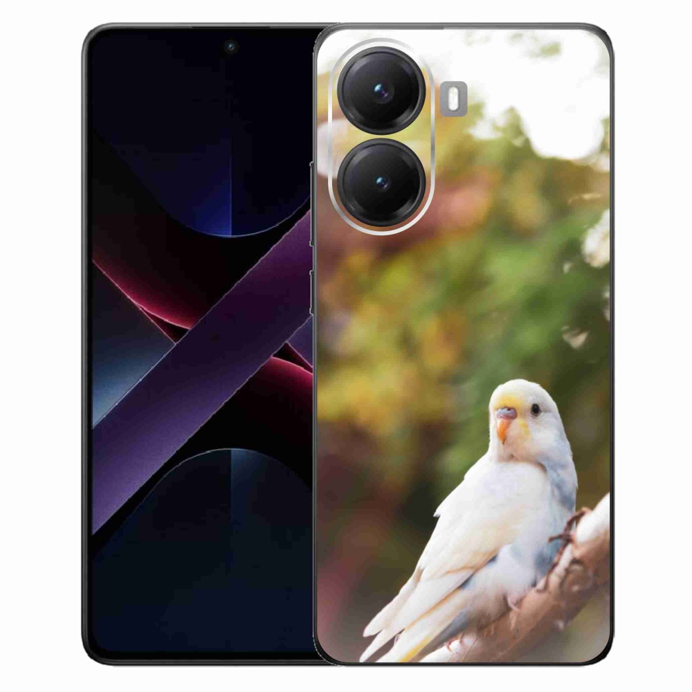 Gelový kryt mmCase na Xiaomi Poco X7 Pro 5G - papoušek andulka bílá