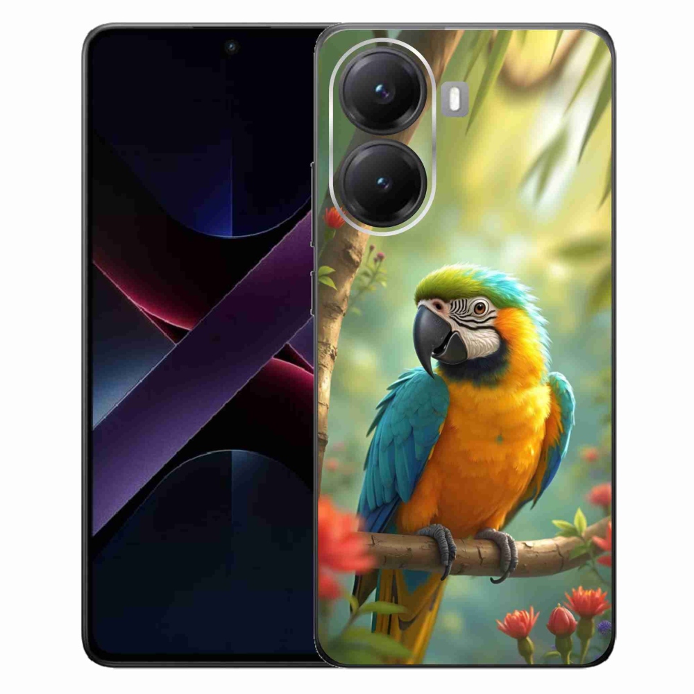 Gelový kryt mmCase na Xiaomi Poco X7 Pro 5G - papoušek ara modrožlutá