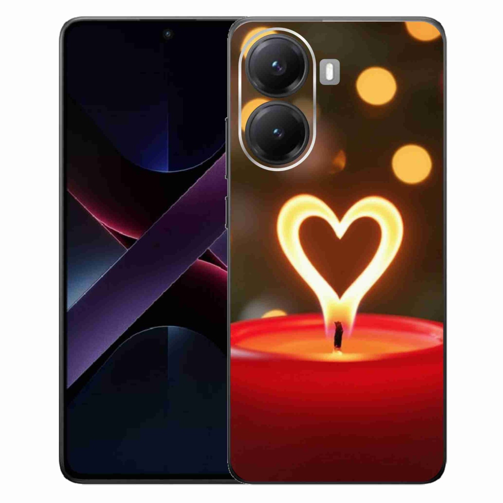 Gelový kryt mmCase na Xiaomi Poco X7 Pro 5G - srdce z plamene