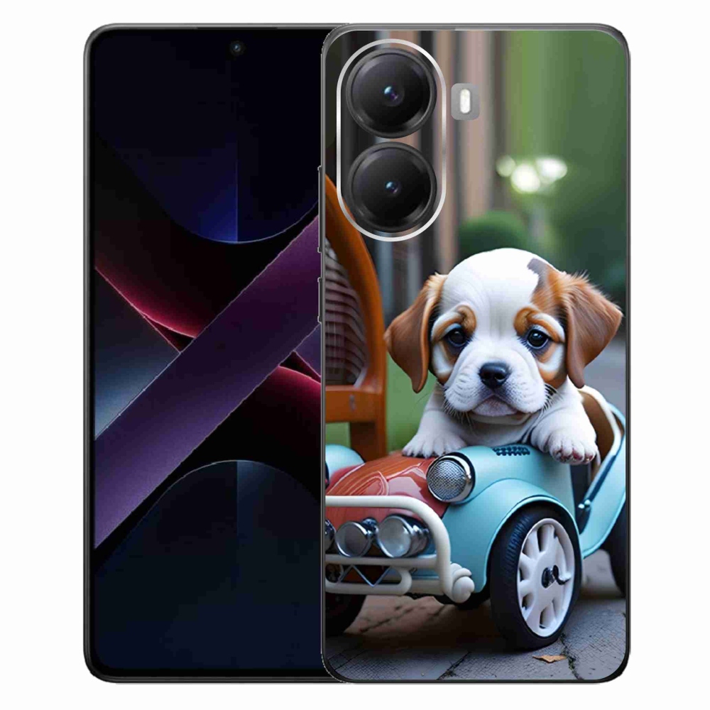 Gelový kryt mmCase na Xiaomi Poco X7 Pro 5G - štěně v retro autě