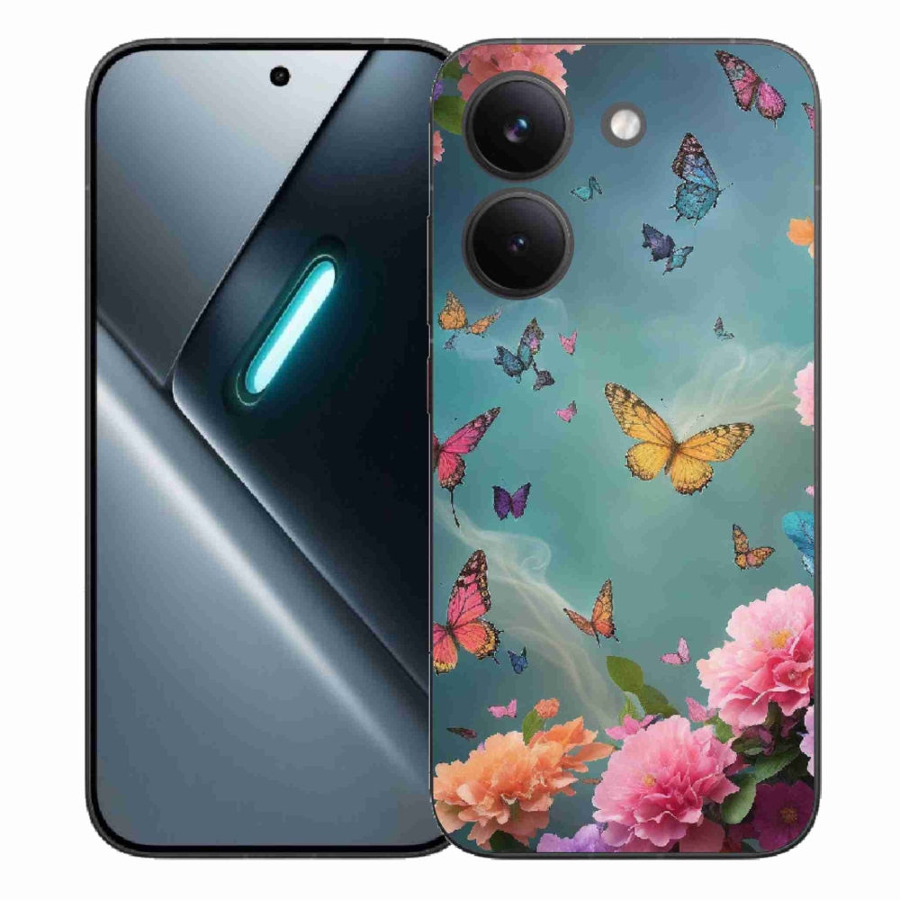 Gelový kryt mmCase na Xiaomi Poco X8 Pro - barevné květy a motýli