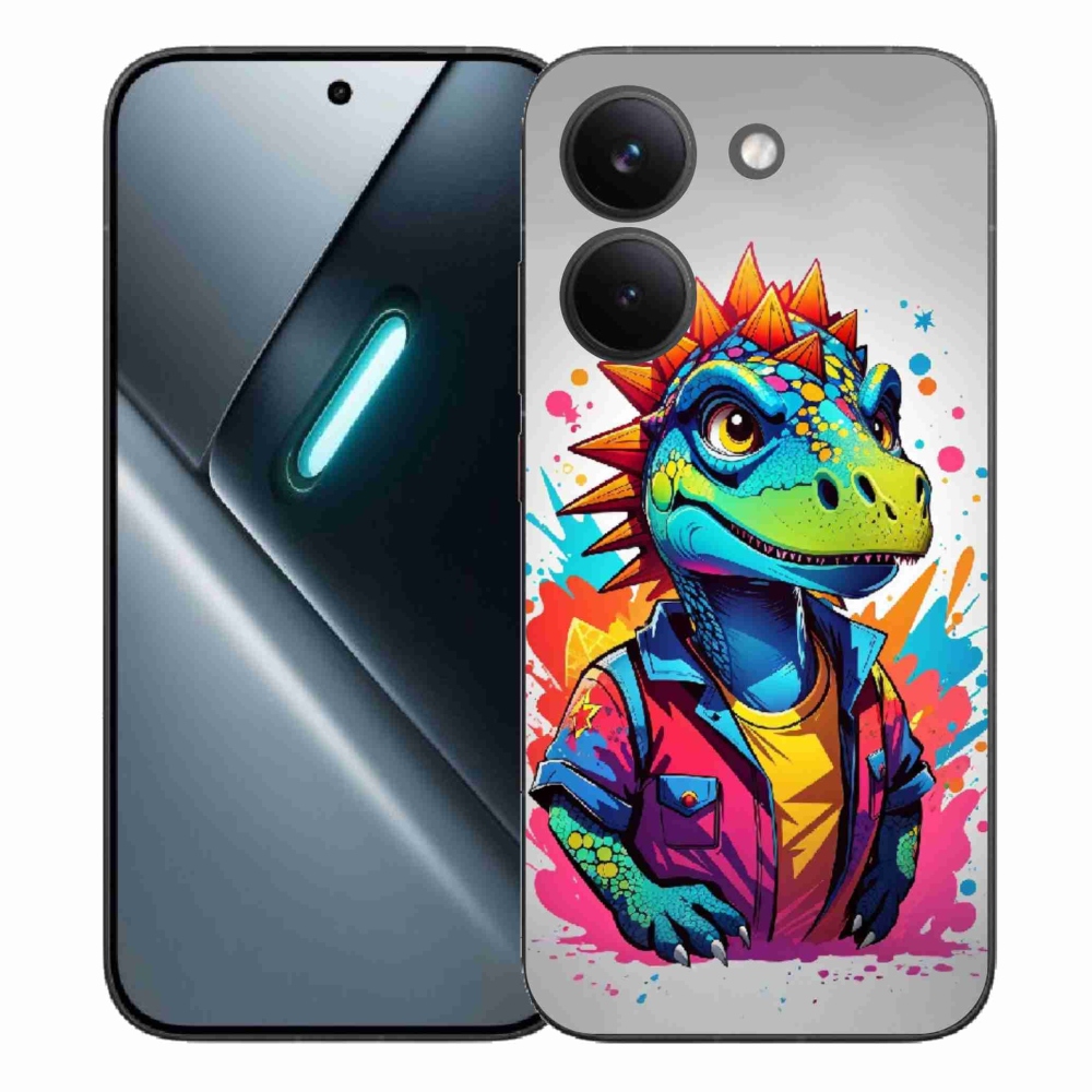 Gelový kryt mmCase na Xiaomi Poco X8 Pro - barevný dinosaurus