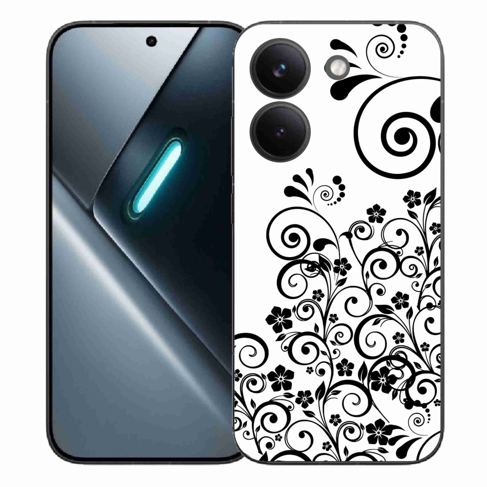 Gelový kryt mmCase na Xiaomi Poco X8 Pro - černobílé květinové vzory