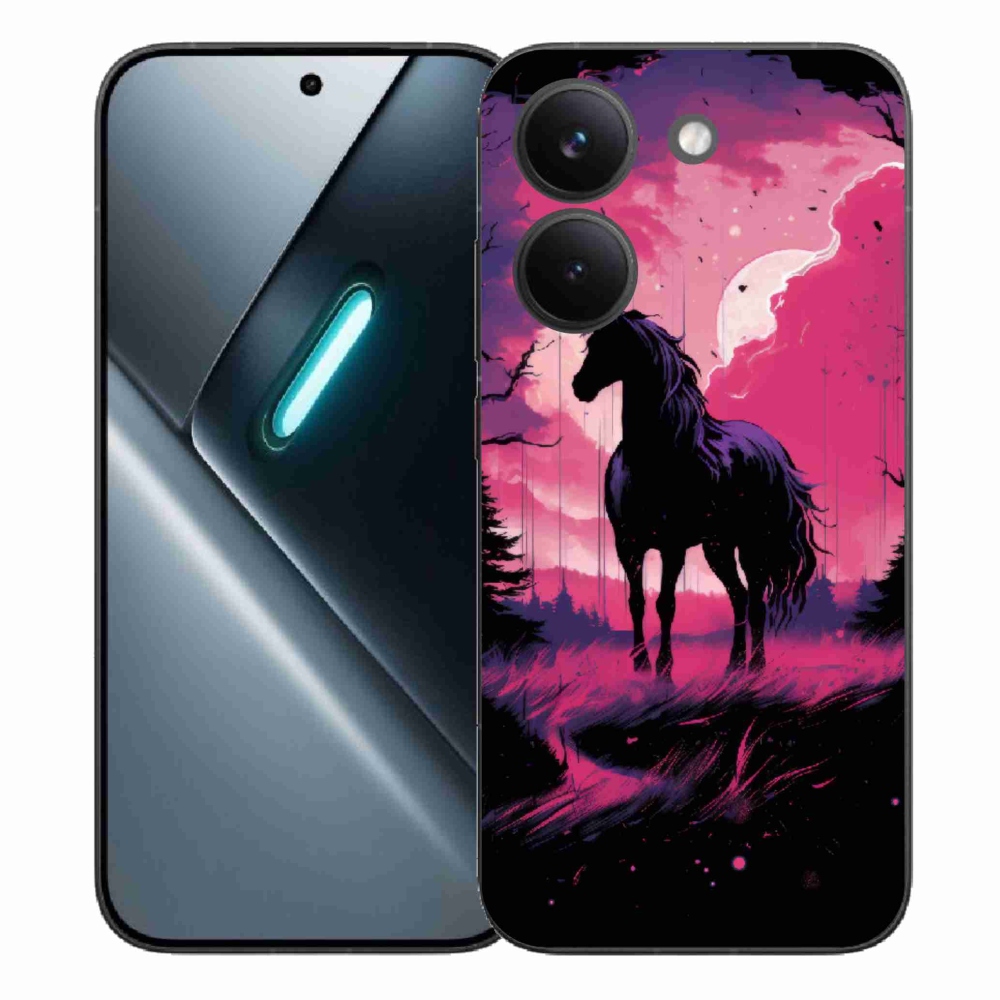 Gelový kryt mmCase na Xiaomi Poco X8 Pro - černý kreslený kůň 1