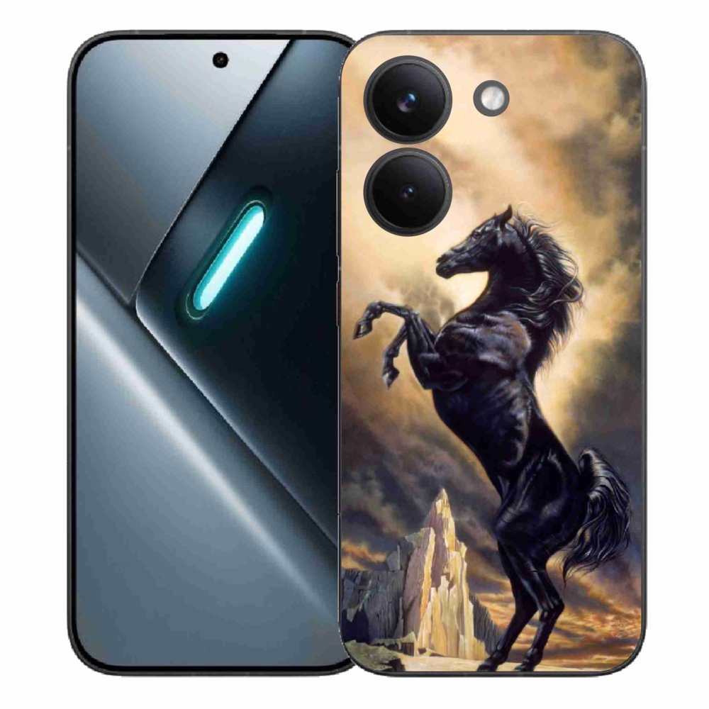 Gelový kryt mmCase na Xiaomi Poco X8 Pro - černý kreslený kůň