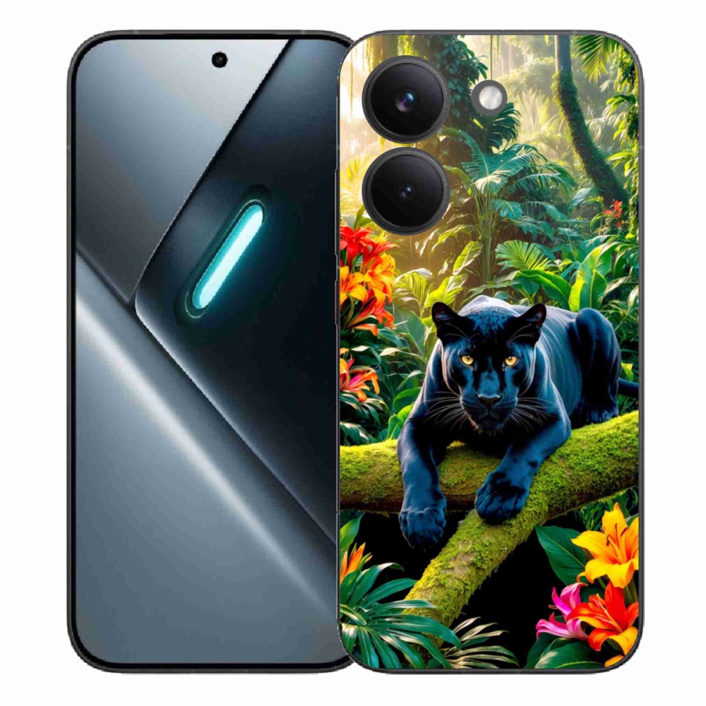 Gelový kryt mmCase na Xiaomi Poco X8 Pro - černý panter v džungli