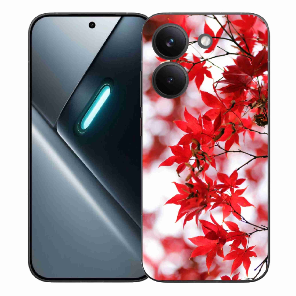 Gelový kryt mmCase na Xiaomi Poco X8 Pro - červené listy