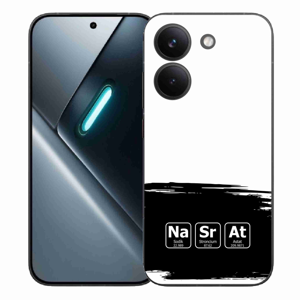 Gelový kryt mmCase na Xiaomi Poco X8 Pro - chemické prvky černobílé pozadí