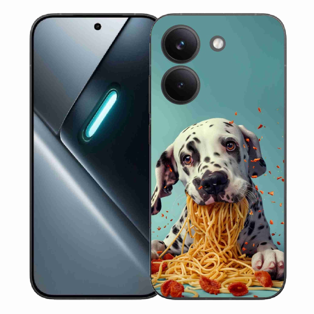 Gelový kryt mmCase na Xiaomi Poco X8 Pro - dalmatin a špagety