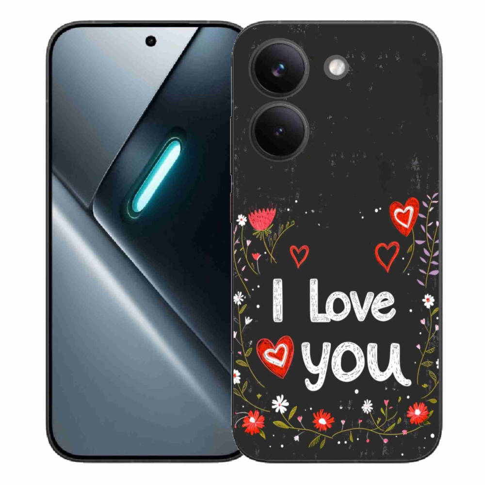 Gelový kryt mmCase na Xiaomi Poco X8 Pro - I love you černé pozadí