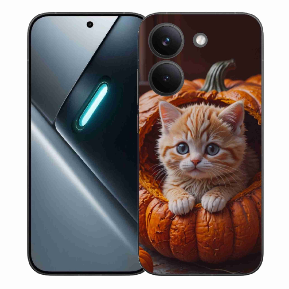 Gelový kryt mmCase na Xiaomi Poco X8 Pro - kotě a dýně 2