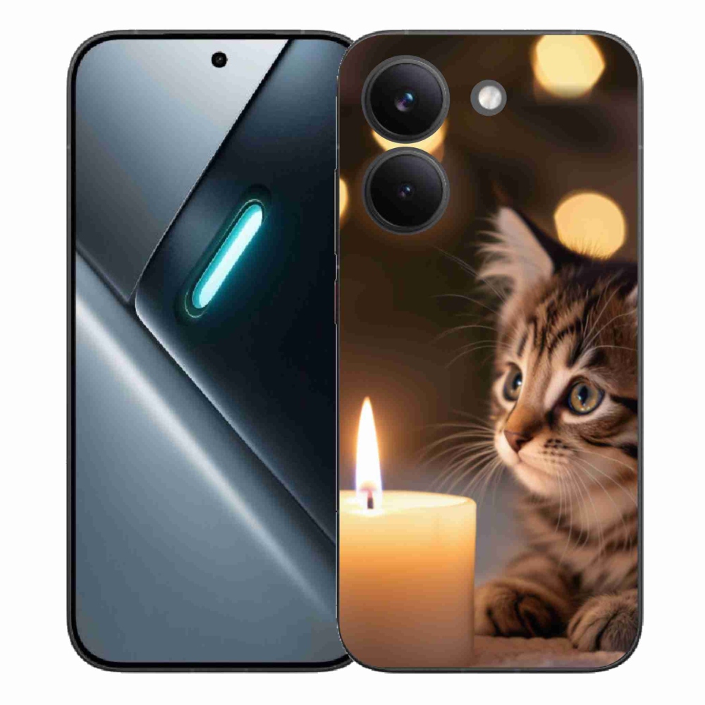 Gelový kryt mmCase na Xiaomi Poco X8 Pro - kotě a svíčka