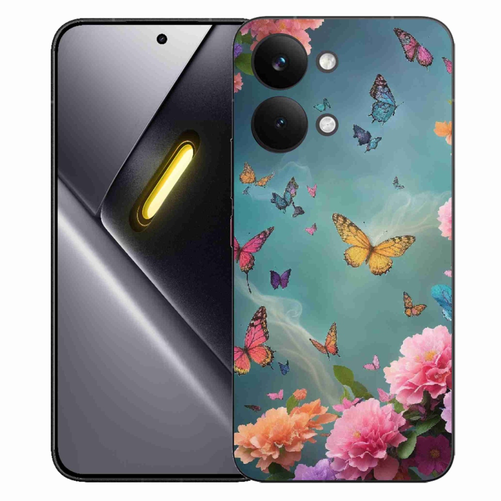 Gelový kryt mmCase na Xiaomi Poco X8 Pro Max - barevné květy a motýli