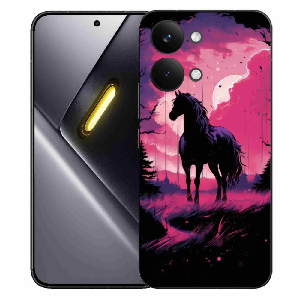 Gelový kryt mmCase na Xiaomi Poco X8 Pro Max - černý kreslený kůň 1