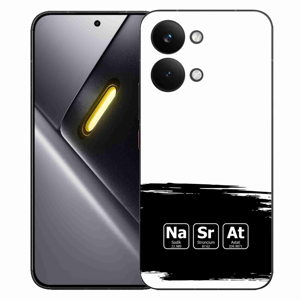 Gelový kryt mmCase na Xiaomi Poco X8 Pro Max - chemické prvky černobílé pozadí