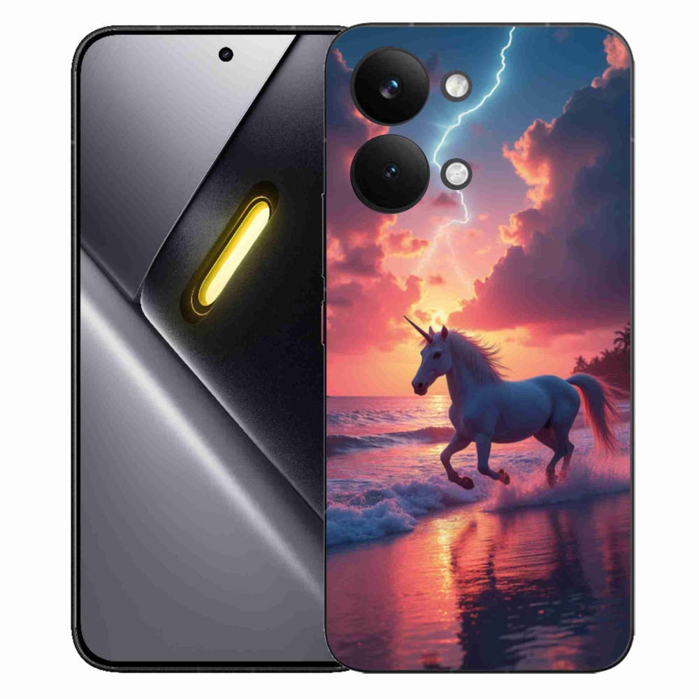 Gelový kryt mmCase na Xiaomi Poco X8 Pro Max - jednorožec na pláži