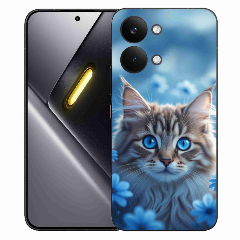 Gelový kryt mmCase na Xiaomi Poco X8 Pro Max - koťátko v modrých květech
