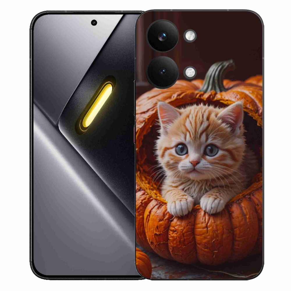 Gelový kryt mmCase na Xiaomi Poco X8 Pro Max - kotě a dýně 2