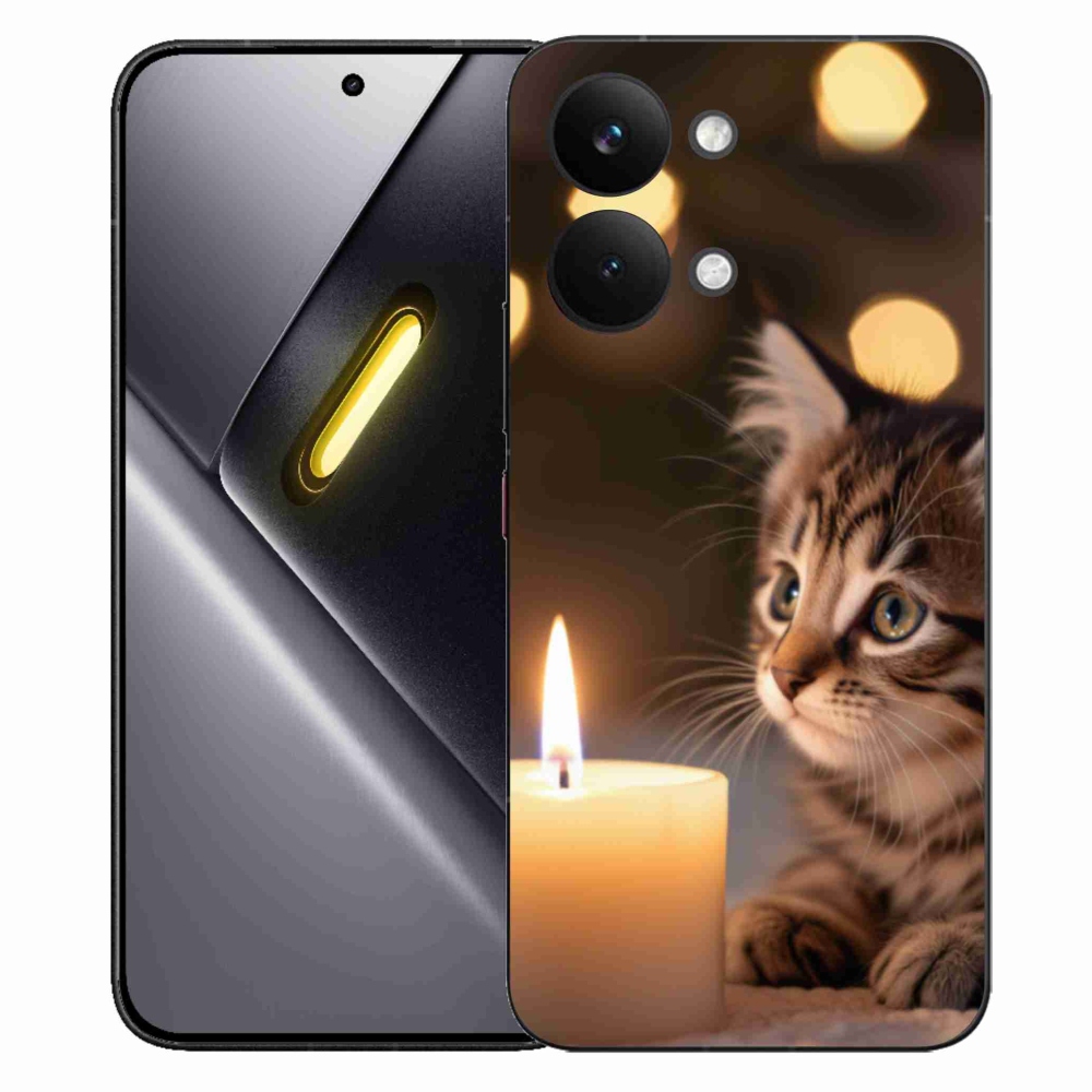 Gelový kryt mmCase na Xiaomi Poco X8 Pro Max - kotě a svíčka