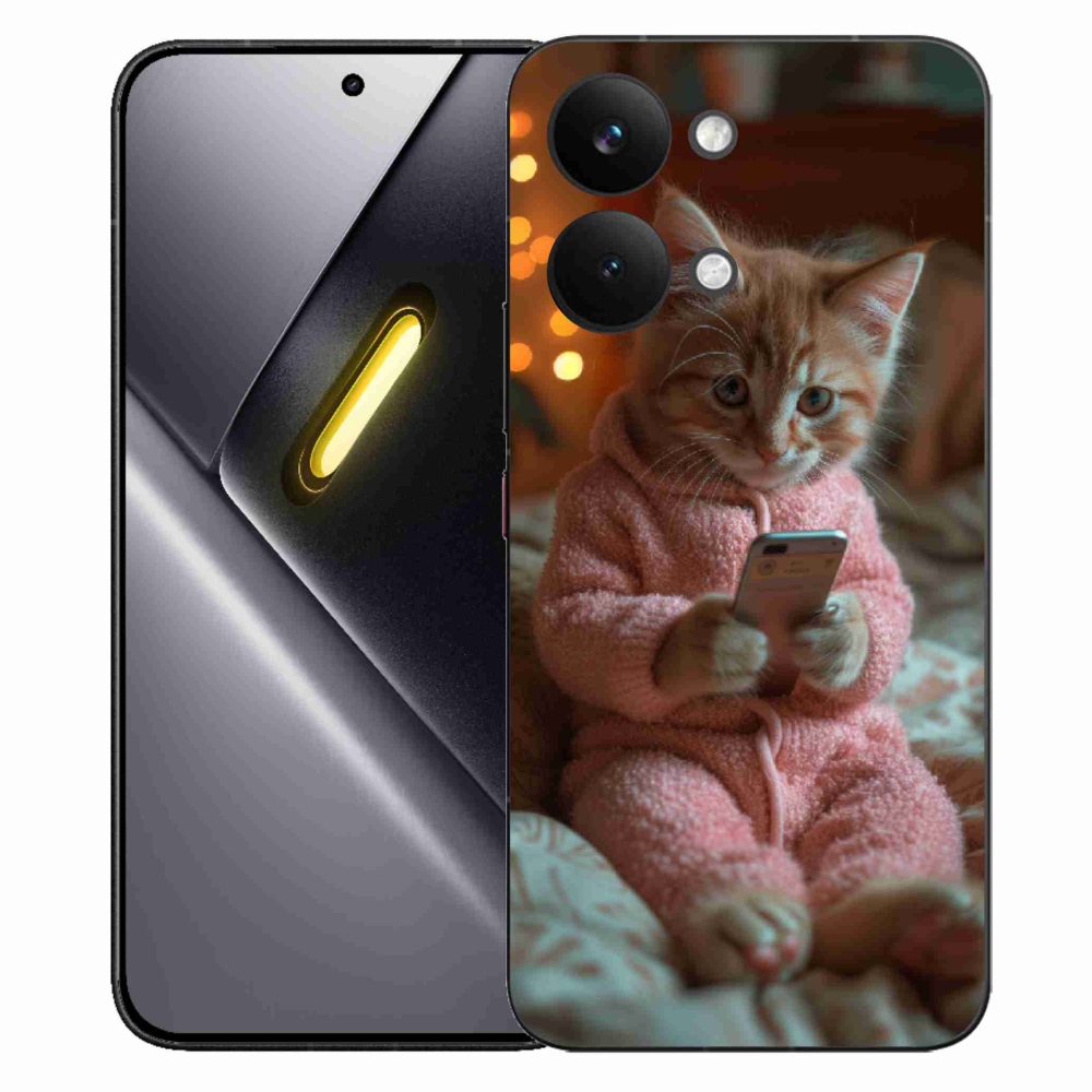 Gelový kryt mmCase na Xiaomi Poco X8 Pro Max - kotě s mobilem