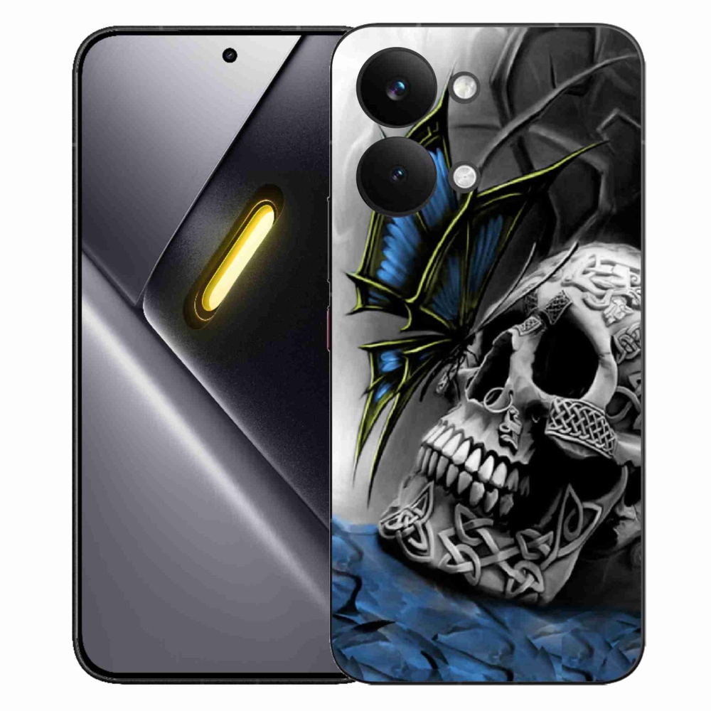 Gelový kryt mmCase na Xiaomi Poco X8 Pro Max - motýl a lebka