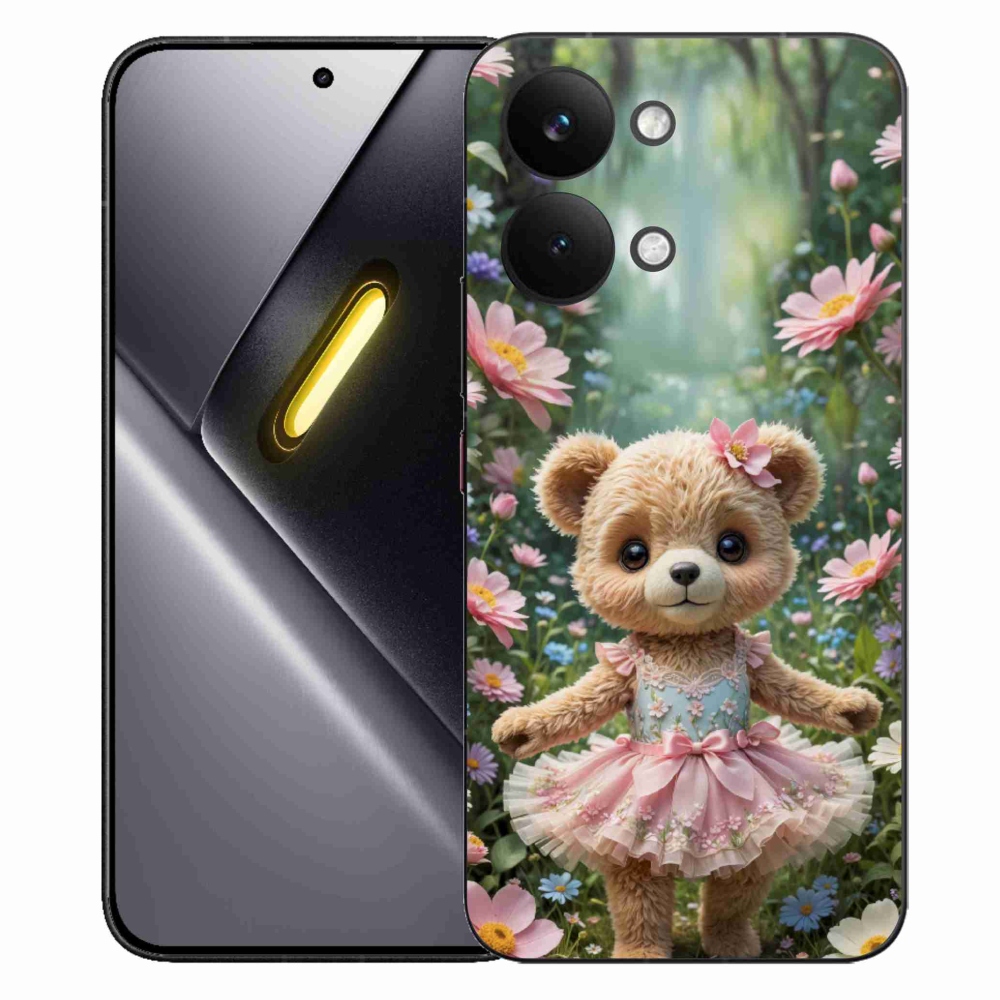 Gelový kryt mmCase na Xiaomi Poco X8 Pro Max - roztomilý medvídek v květinách