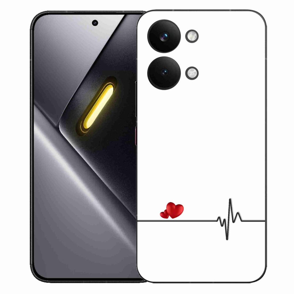 Gelový kryt mmCase na Xiaomi Poco X8 Pro Max - srdce a tep bílé pozadí