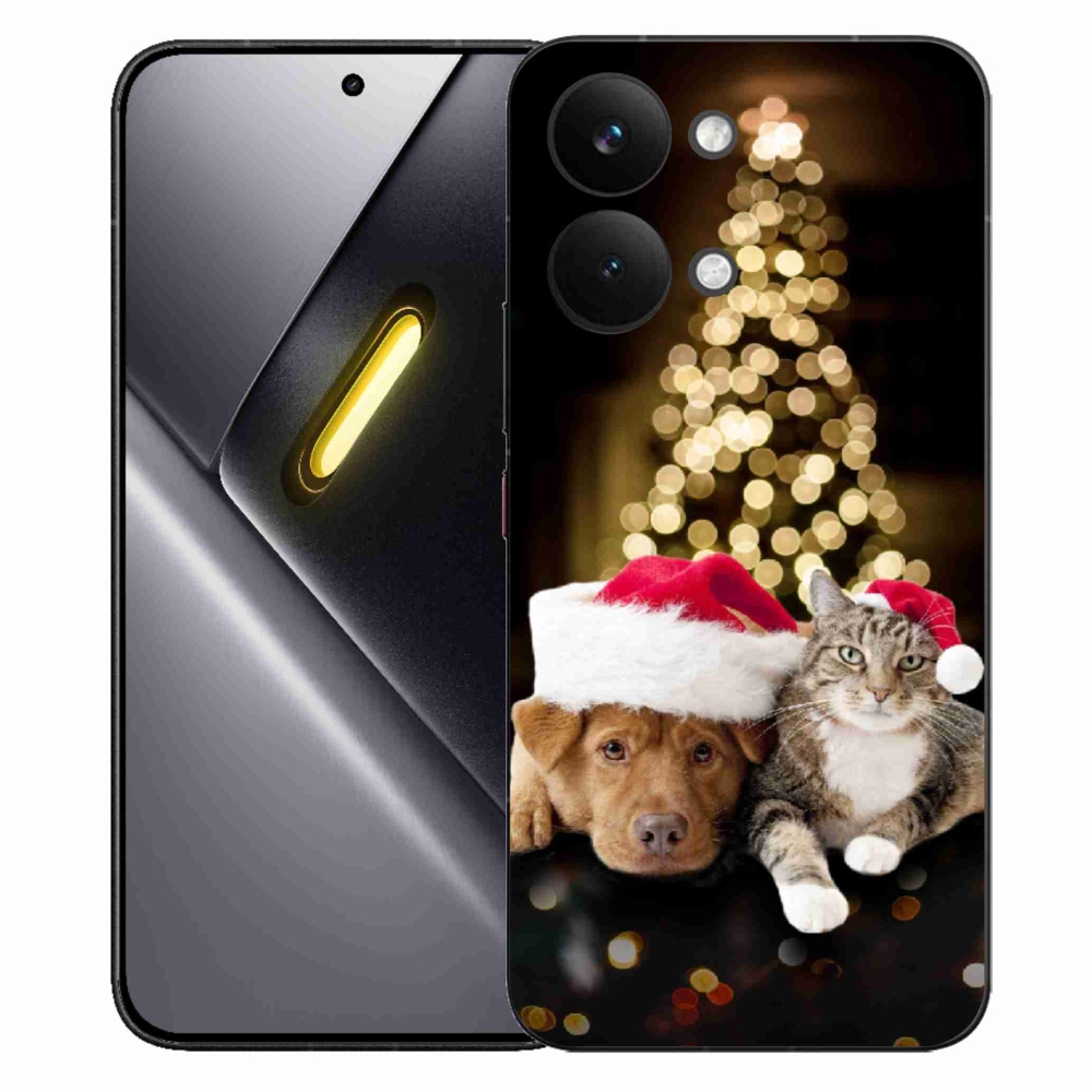 Gelový kryt mmCase na Xiaomi Poco X8 Pro Max - vánoční pes a kočka