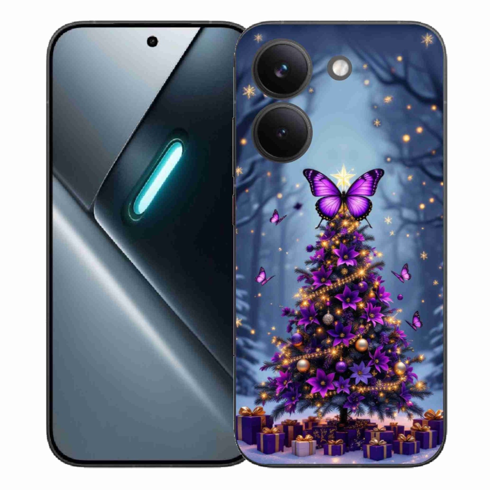 Gelový kryt mmCase na Xiaomi Poco X8 Pro - motýlí vánoční stromek