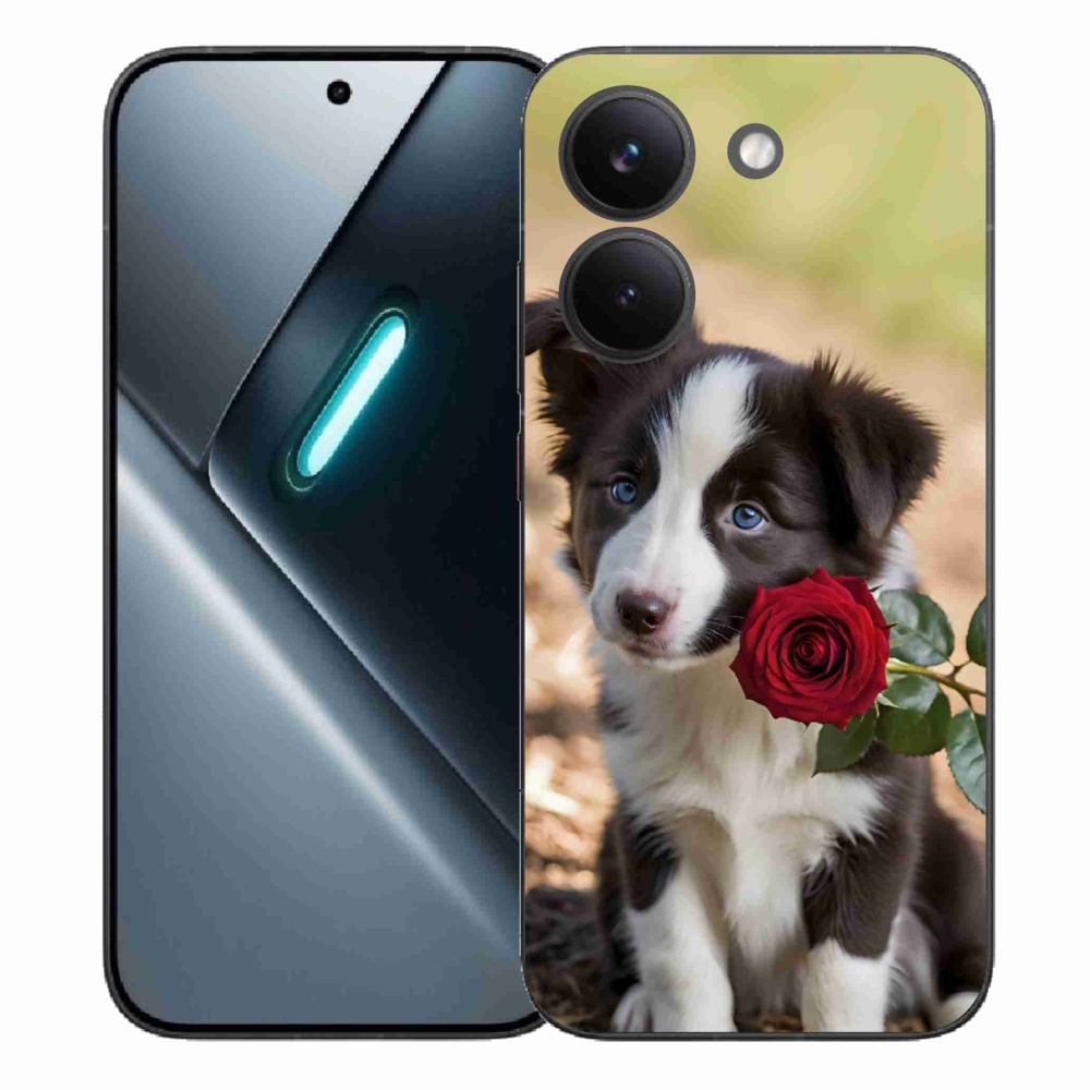 Gelový kryt mmCase na Xiaomi Poco X8 Pro - roztomilá border kolie s růží