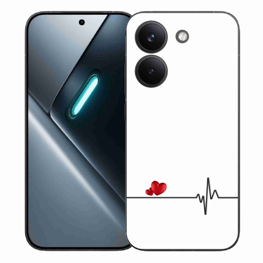 Gelový kryt mmCase na Xiaomi Poco X8 Pro - srdce a tep bílé pozadí