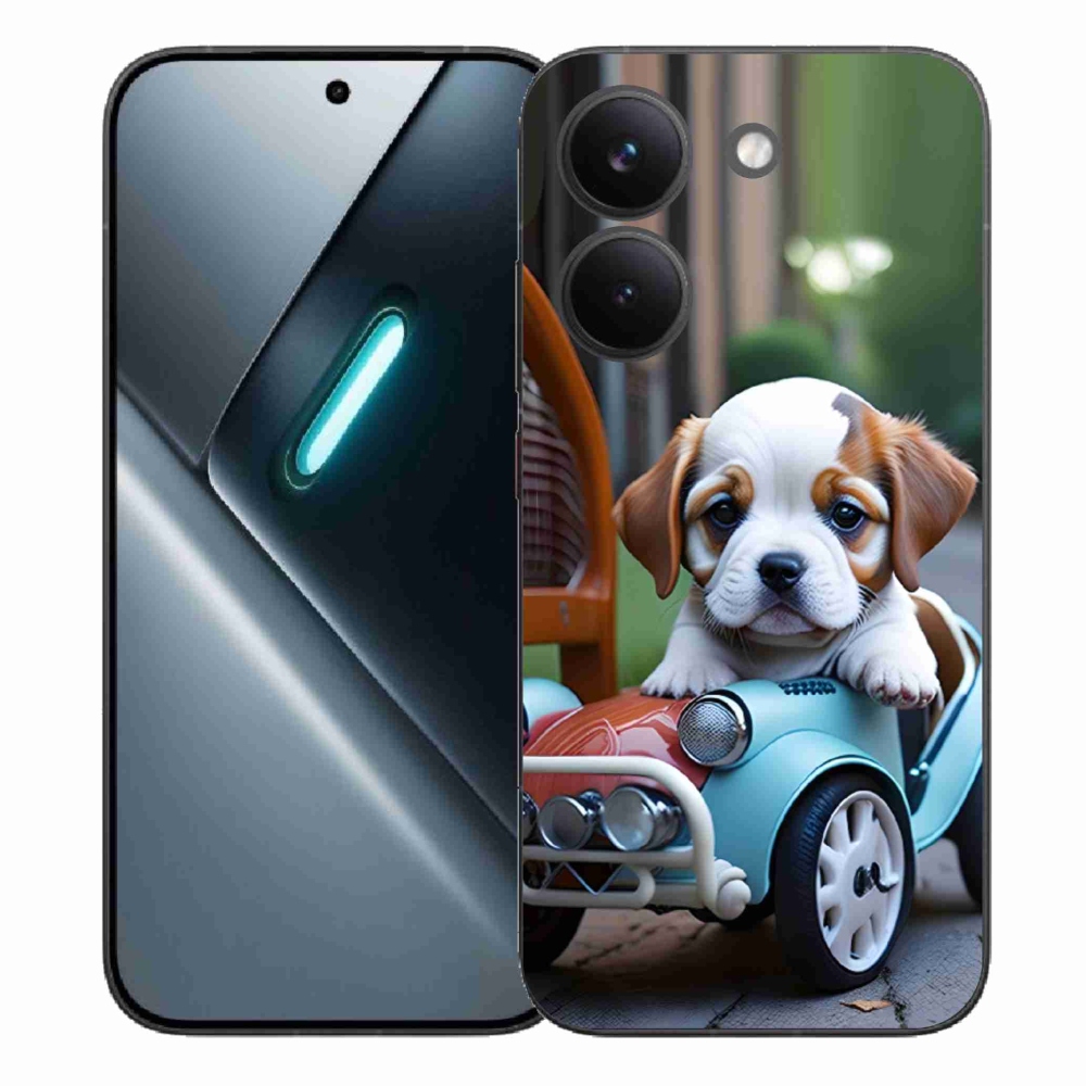 Gelový kryt mmCase na Xiaomi Poco X8 Pro - štěně v retro autě
