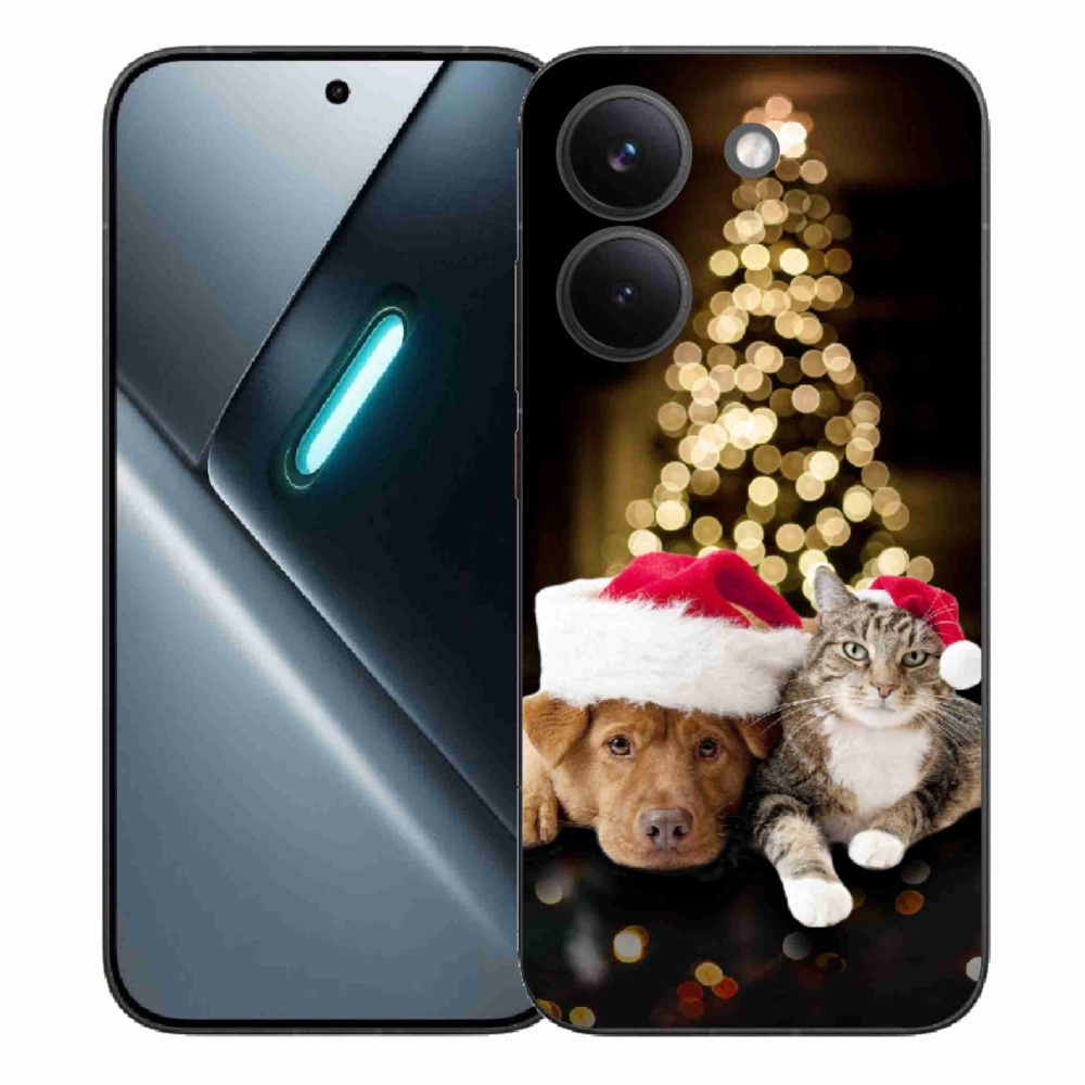 Gelový kryt mmCase na Xiaomi Poco X8 Pro - vánoční pes a kočka