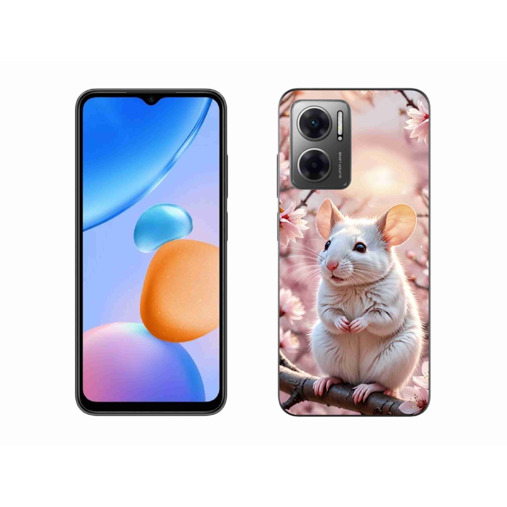 Gelový kryt mmCase na Xiaomi Redmi 10 5G - bílá myš na větvi