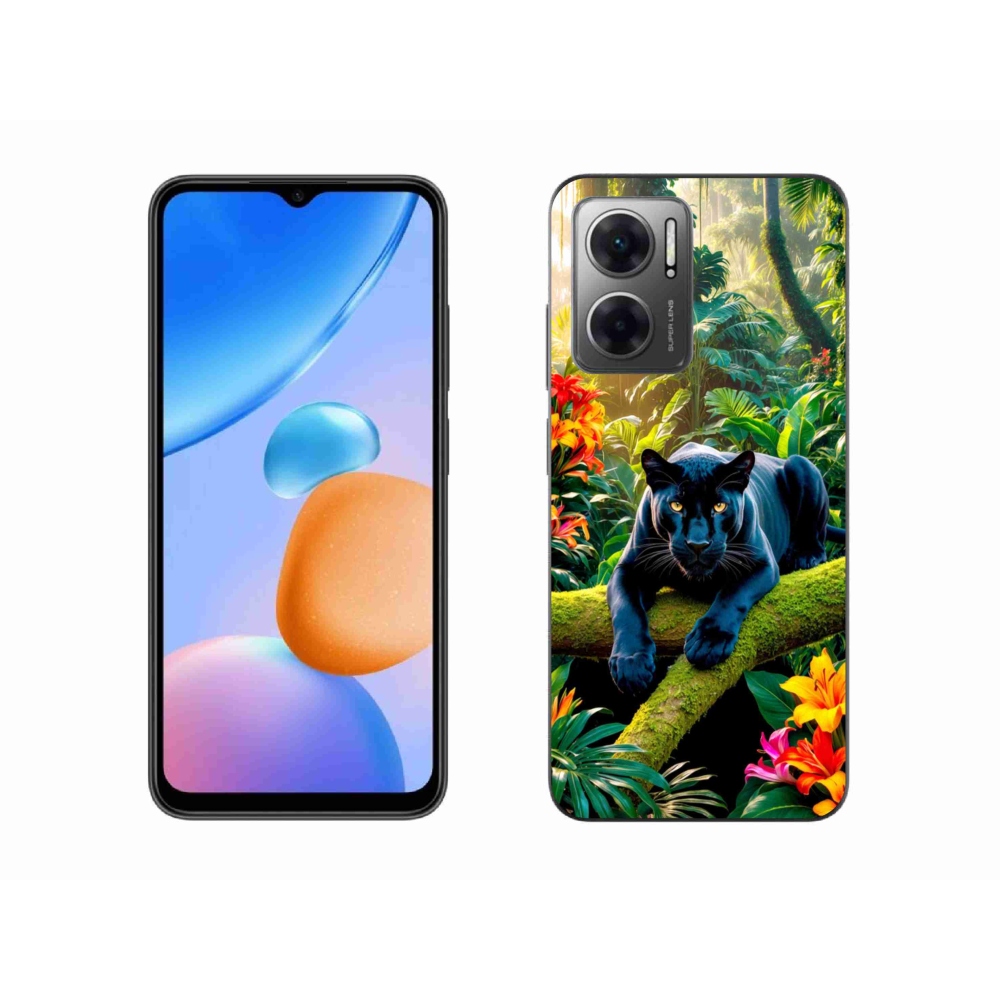 Gelový kryt mmCase na Xiaomi Redmi 10 5G - černý panter v džungli