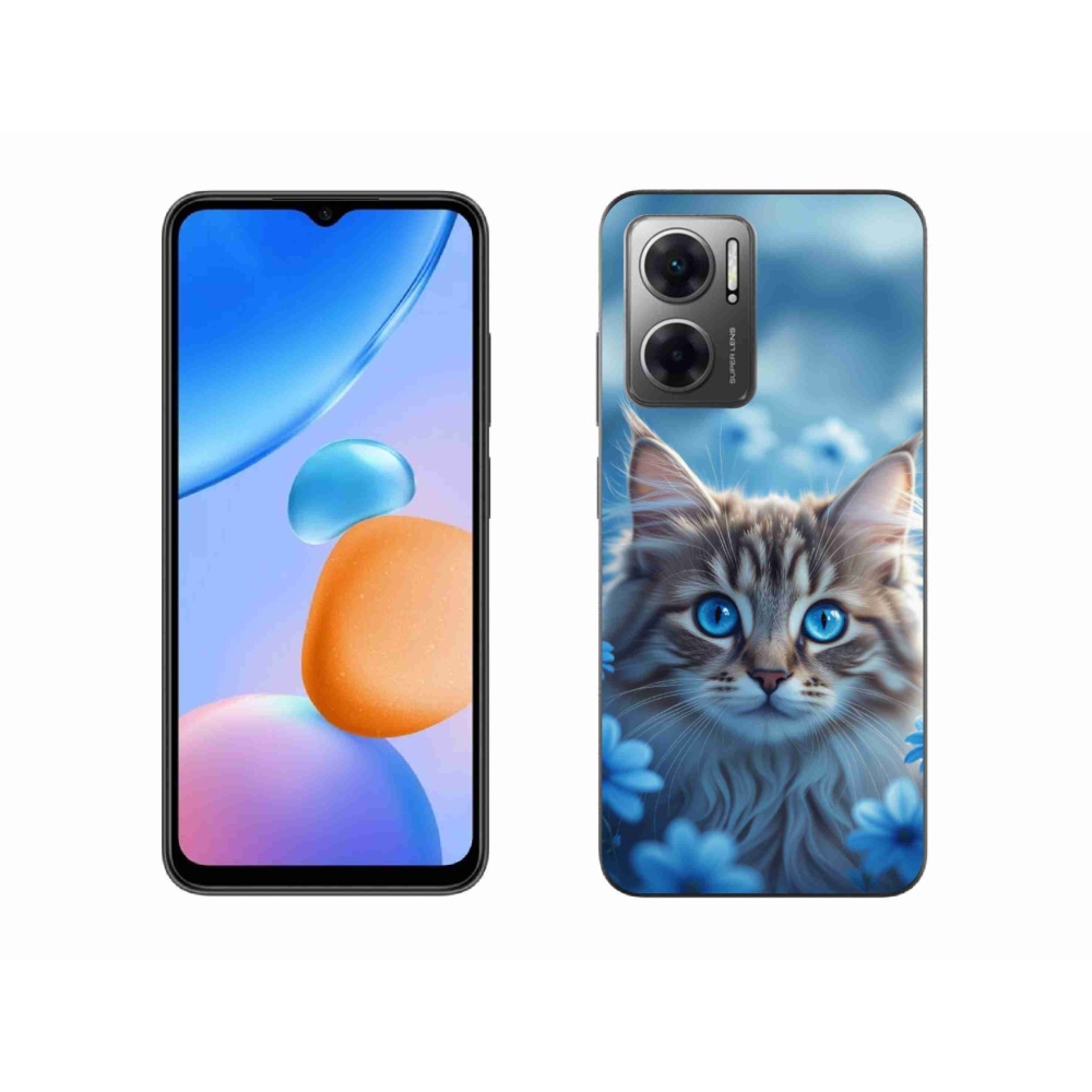 Gelový kryt mmCase na Xiaomi Redmi 10 5G - koťátko v modrých květech