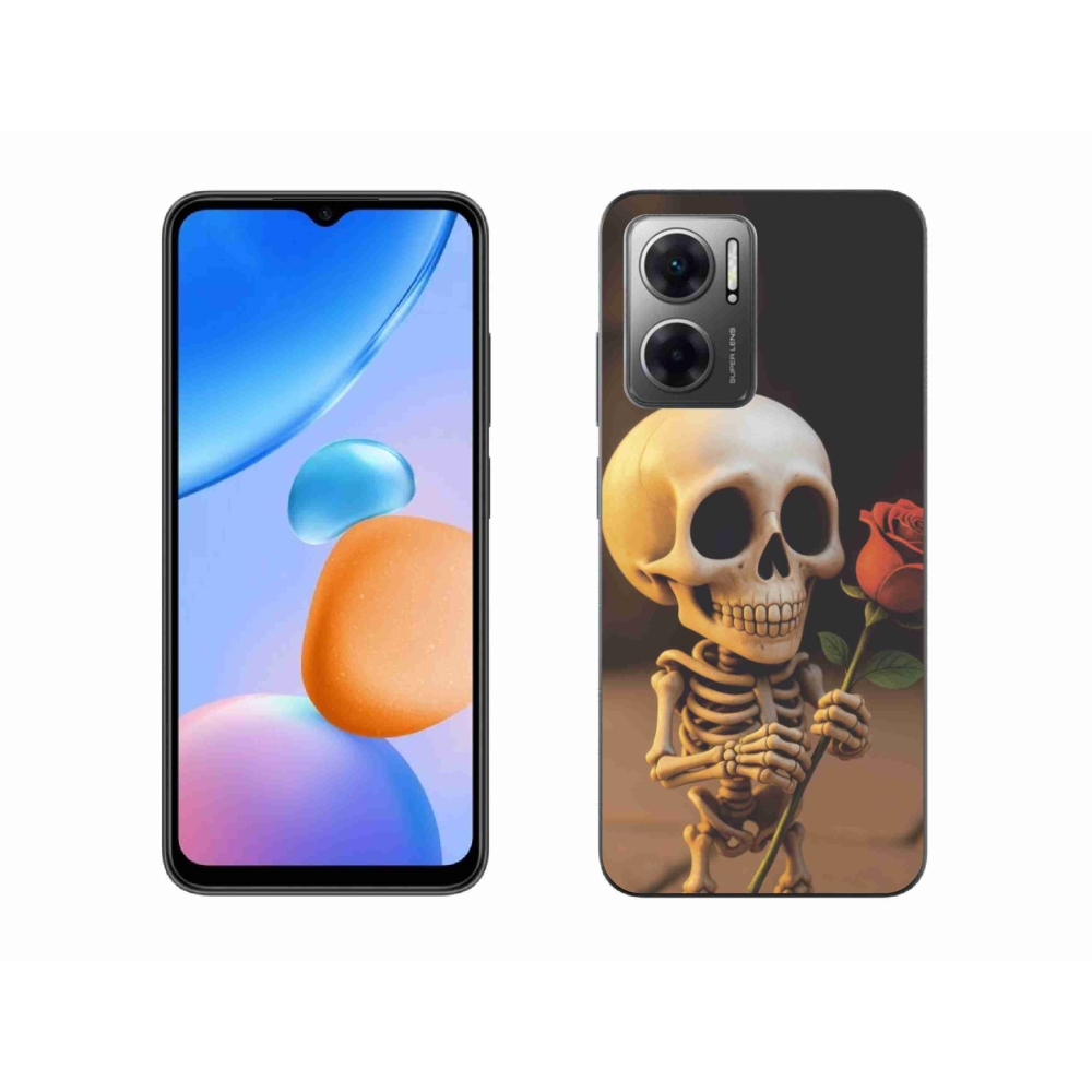 Gelový kryt mmCase na Xiaomi Redmi 10 5G - kostlivec s růží