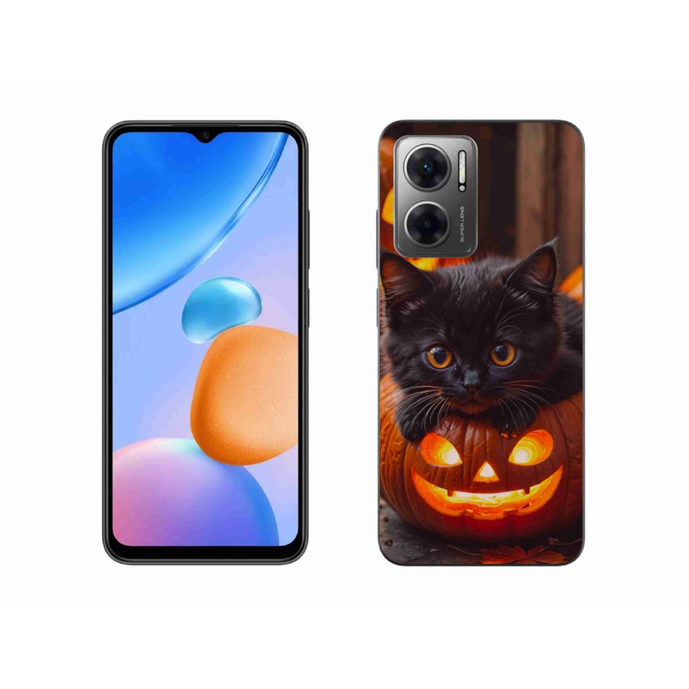 Gelový kryt mmCase na Xiaomi Redmi 10 5G - kotě a dýně