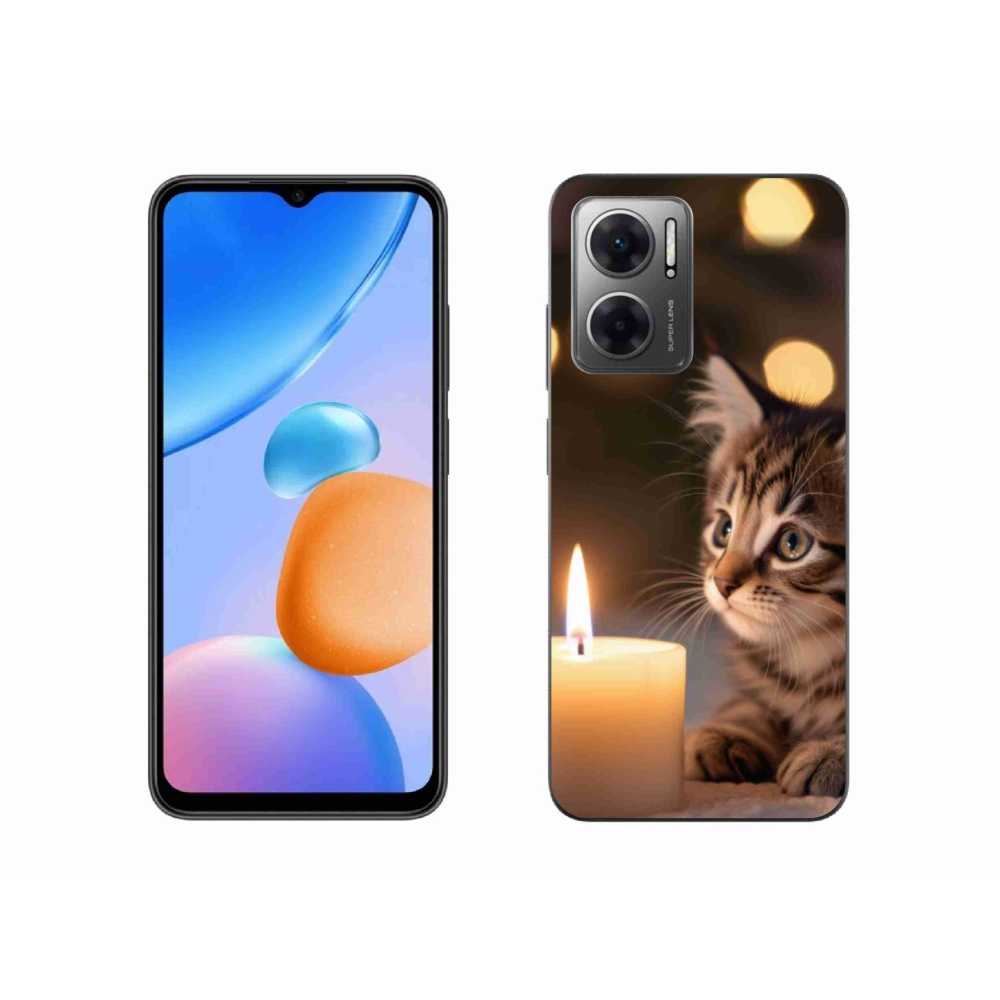 Gelový kryt mmCase na Xiaomi Redmi 10 5G - kotě a svíčka