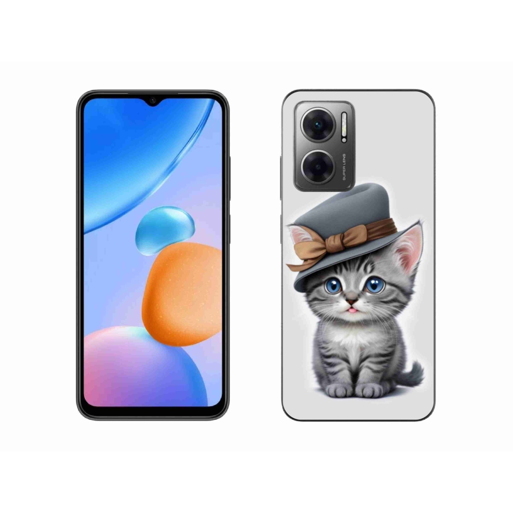 Gelový kryt mmCase na Xiaomi Redmi 10 5G - kotě s kloboukem