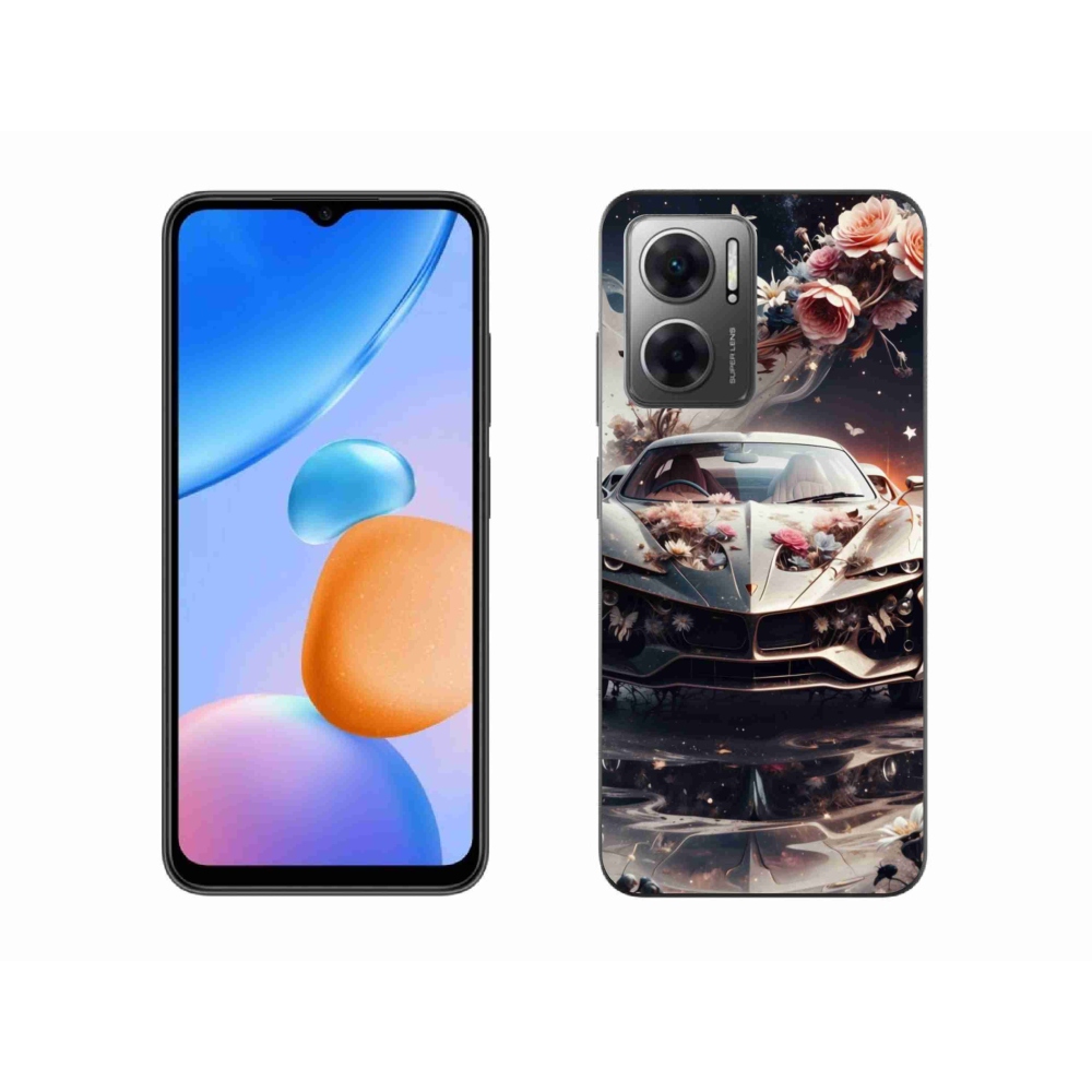Gelový kryt mmCase na Xiaomi Redmi 10 5G - květinový sportovní vůz