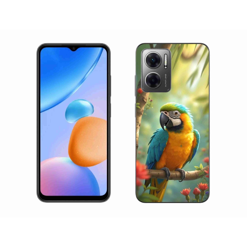 Gelový kryt mmCase na Xiaomi Redmi 10 5G - papoušek ara modrožlutá