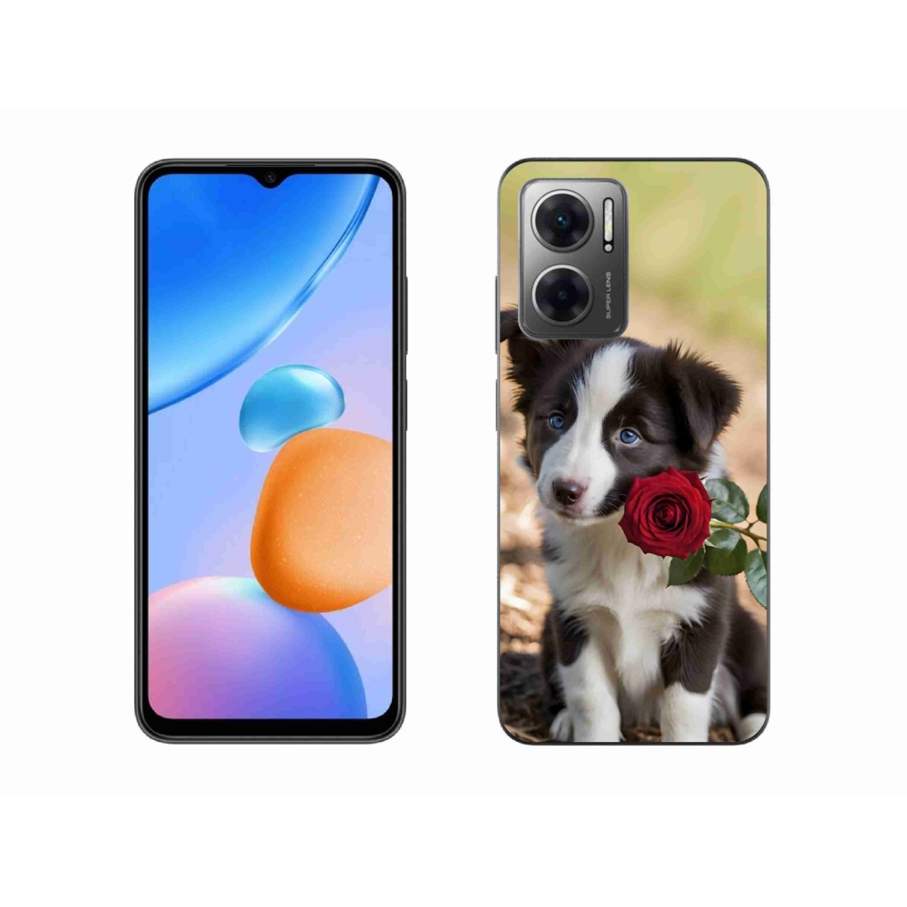 Gelový kryt mmCase na Xiaomi Redmi 10 5G - roztomilá border kolie s růží