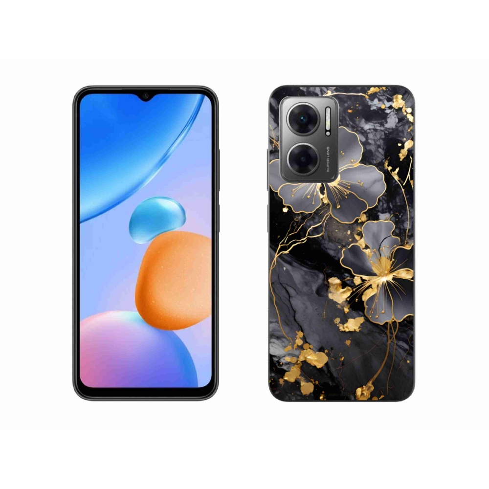 Gelový kryt mmCase na Xiaomi Redmi 10 5G - zlaté květy