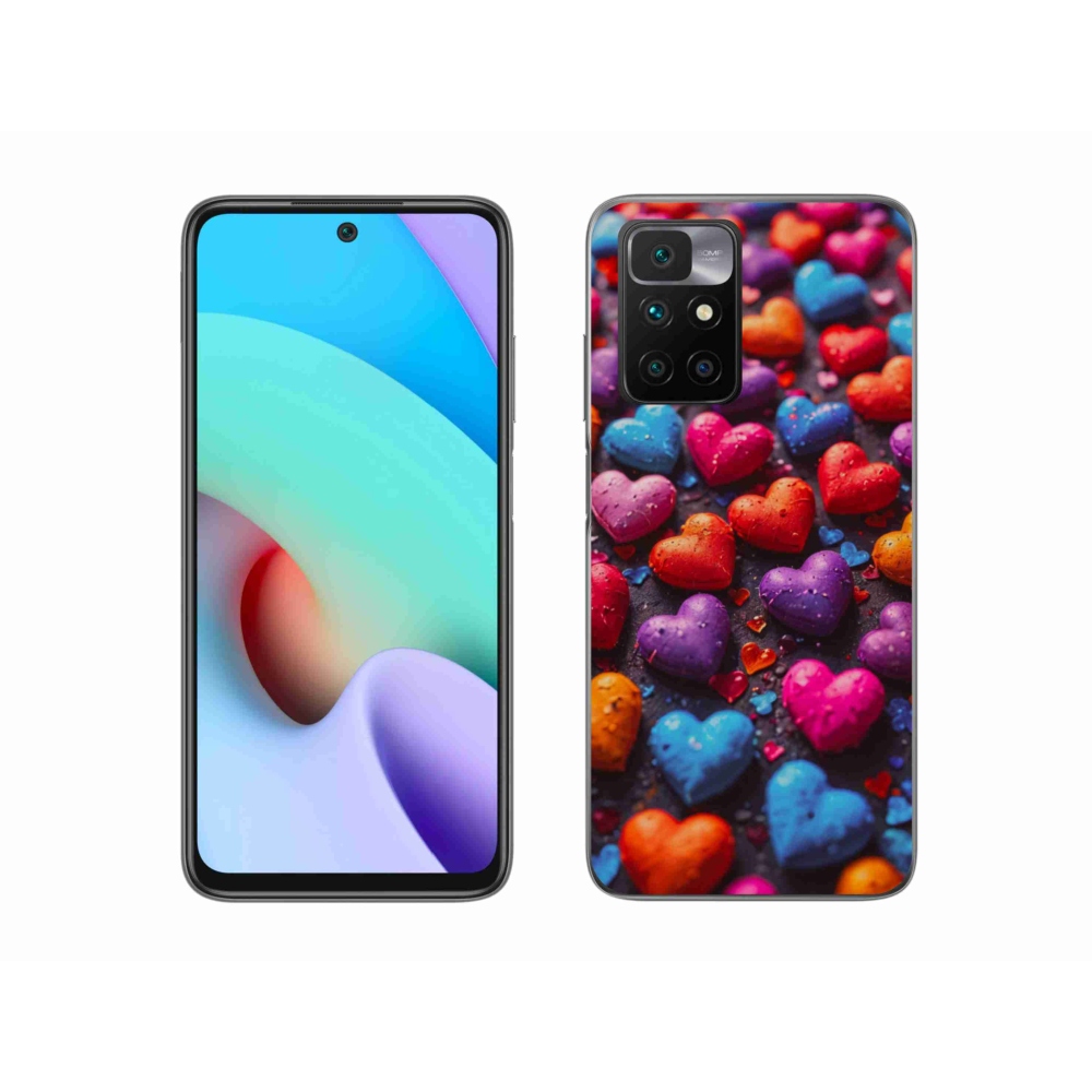 Gelový kryt mmCase na Xiaomi Redmi 10/Redmi 10 (2022) - barevná srdce