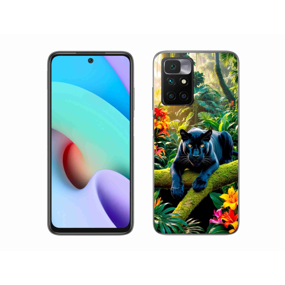 Gelový kryt mmCase na Xiaomi Redmi 10/Redmi 10 (2022) - černý panter v džungli