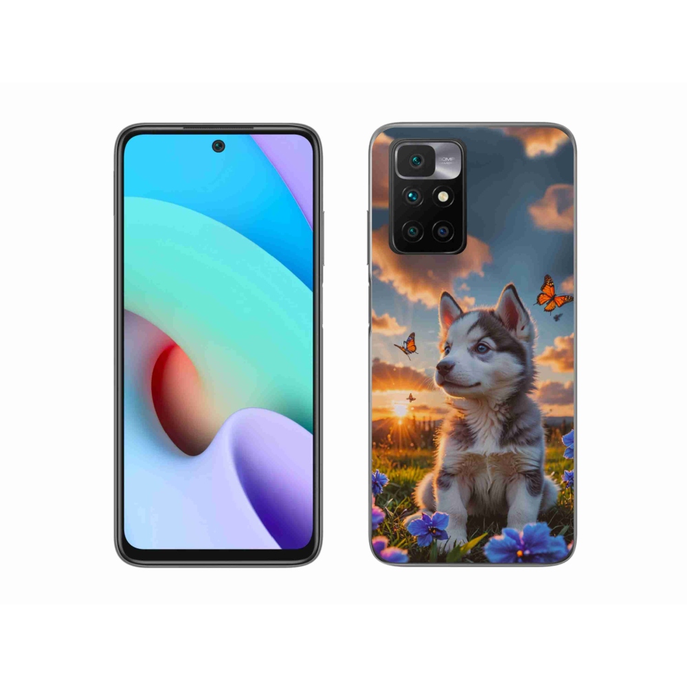 Gelový kryt mmCase na Xiaomi Redmi 10/Redmi 10 (2022) - husky při západu slunce