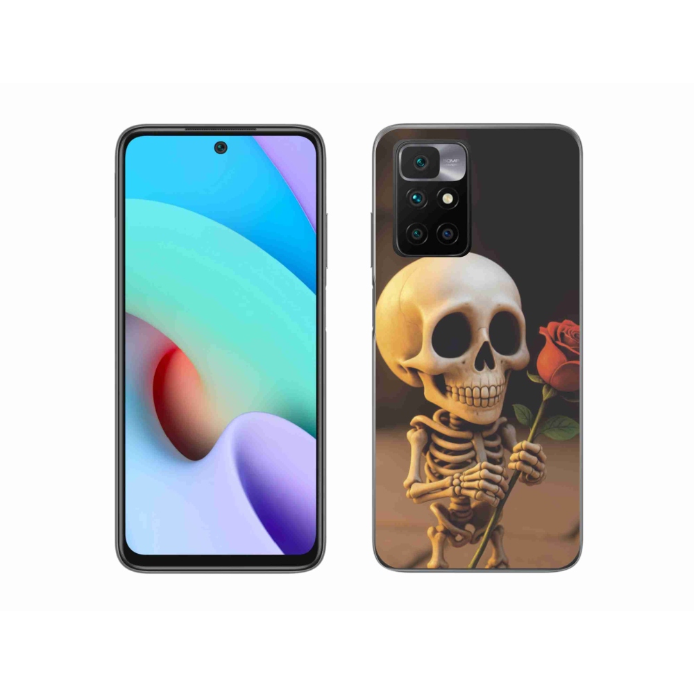 Gelový kryt mmCase na Xiaomi Redmi 10/Redmi 10 (2022) - kostlivec s růží