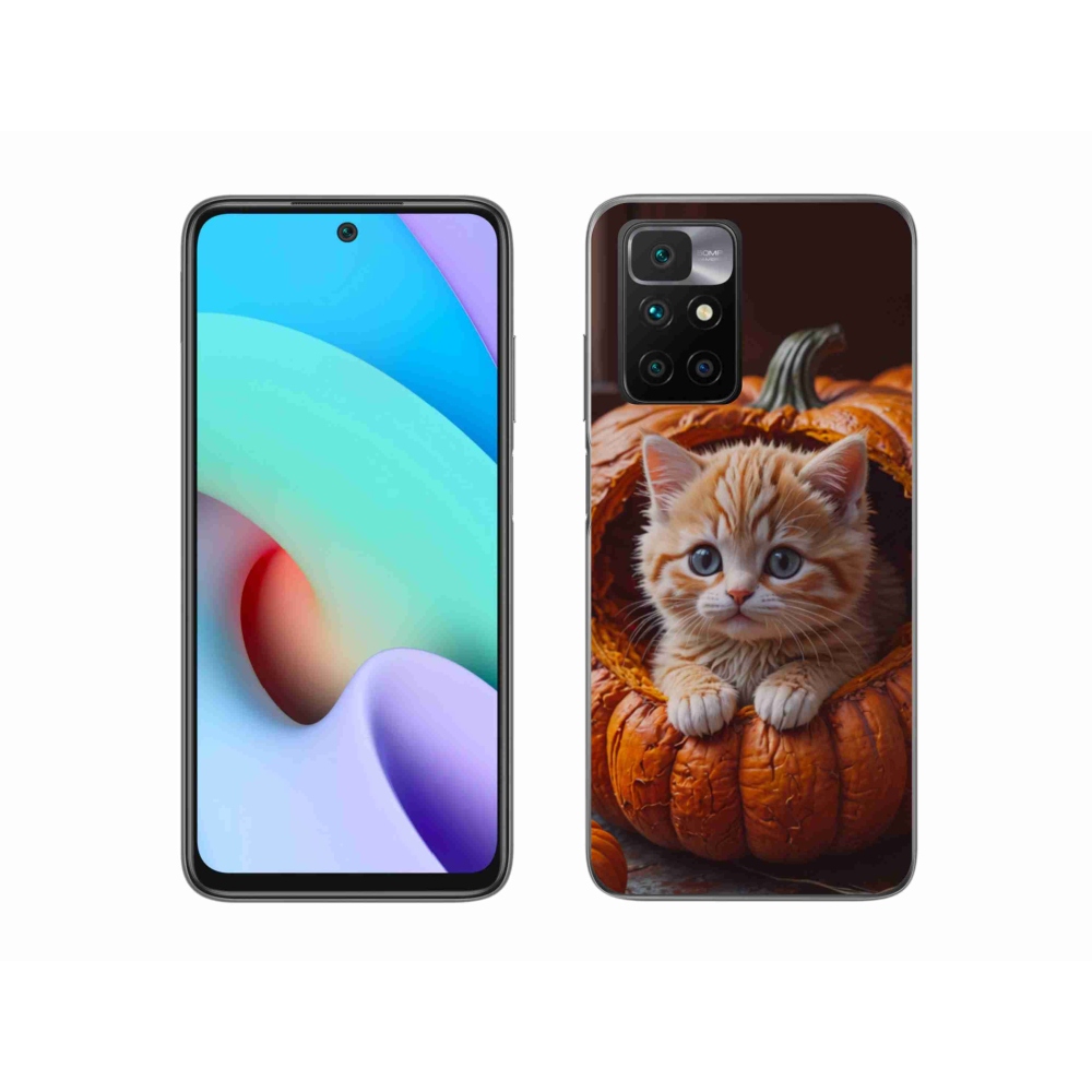 Gelový kryt mmCase na Xiaomi Redmi 10/Redmi 10 (2022) - kotě a dýně 2