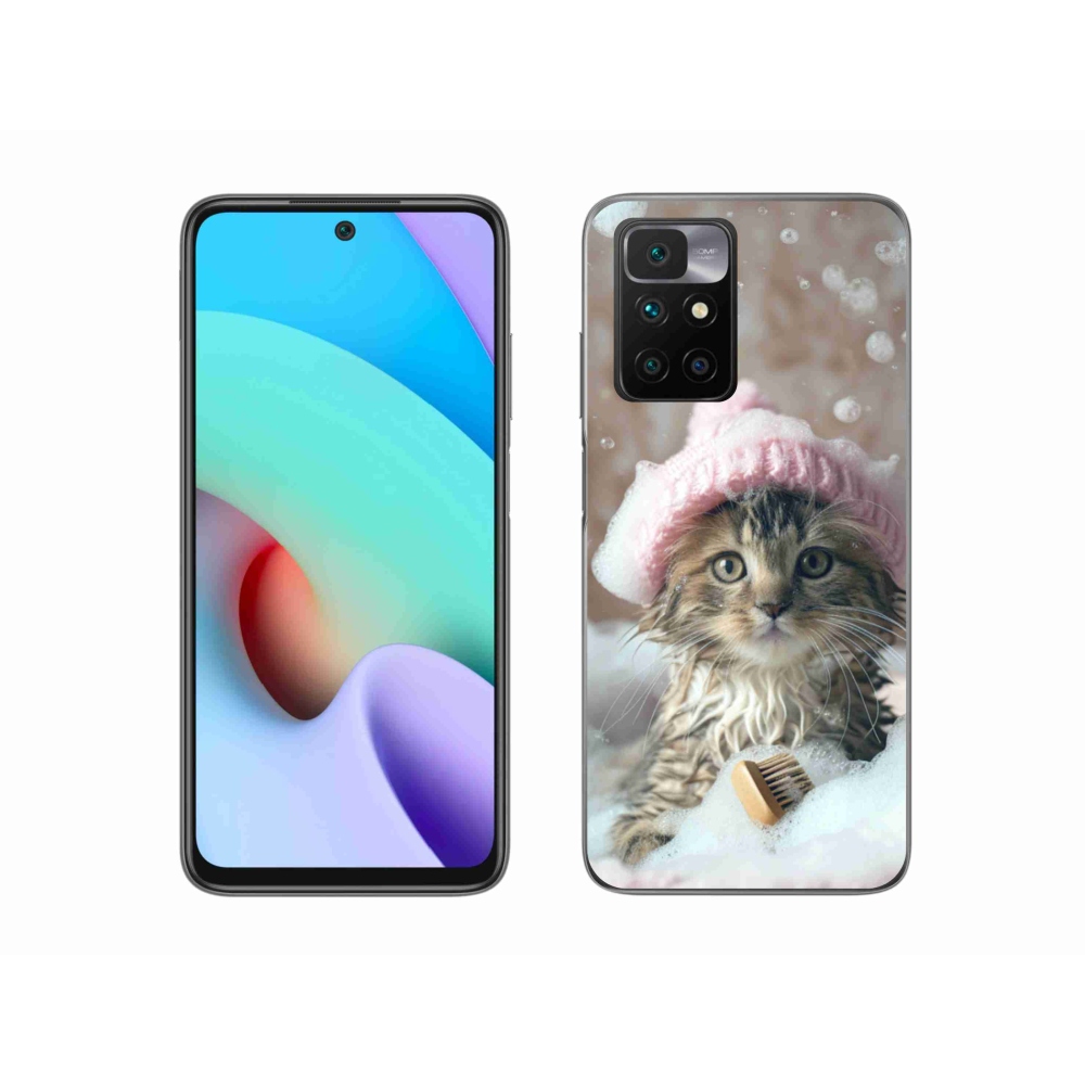 Gelový kryt mmCase na Xiaomi Redmi 10/Redmi 10 (2022) - kotě a koupel